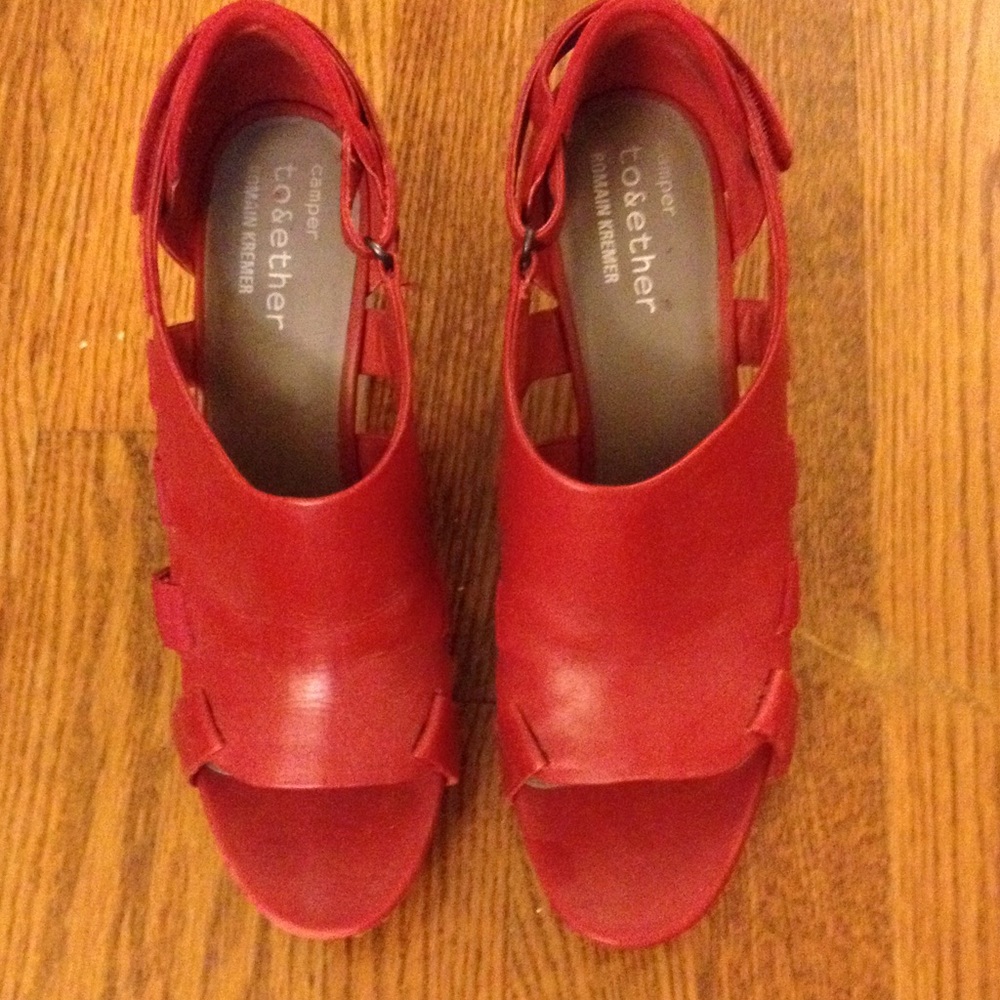 Camper Red Leather Sandals